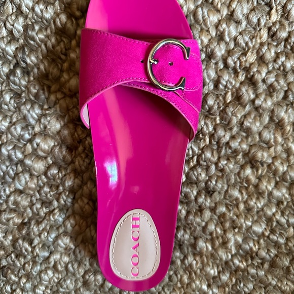 Bleeker Suede Coach slides (clogs) Color - Shocking Pink - Picture 3 of 4